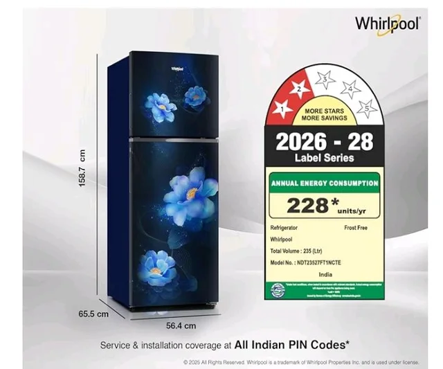 Whirlpool 235 L 2 Star Frost-free inverter Double Door Refrigerator (NEO SP278 PRM SAPPHIRE ROSE(2S)-Y, 2026 Model)
