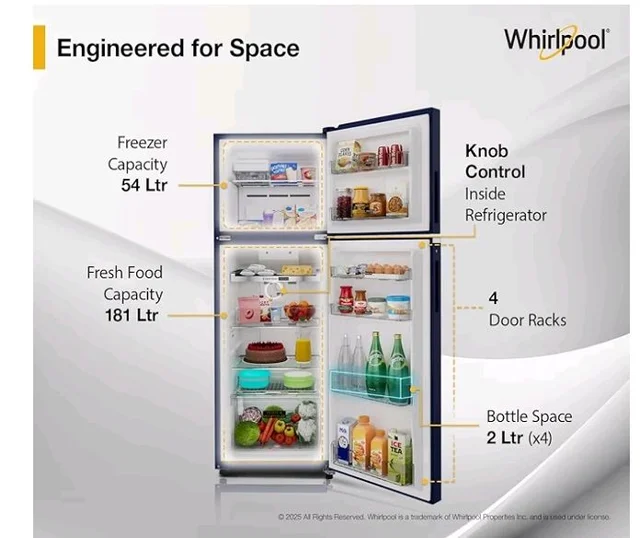 Whirlpool 235 L 2 Star Frost-free inverter Double Door Refrigerator (NEO SP278 PRM SAPPHIRE ROSE(2S)-Y, 2026 Model)