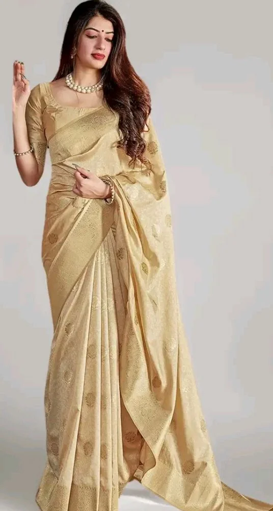SGF11 Women's Kanjivaram Pure Soft Silk Saree For Women Pure Golden Zari With Blouse Piece