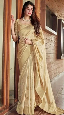SGF11 Women's Kanjivaram Pure Soft Silk Saree For Women Pure Golden Zari With Blouse Piece