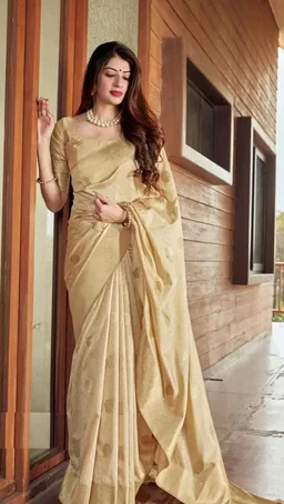 SGF11 Women's Kanjivaram Pure Soft Silk Saree For Women Pure Golden Zari With Blouse Piece