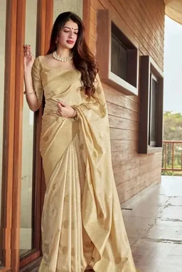 SGF11 Women's Kanjivaram Pure Soft Silk Saree For Women Pure Golden Zari With Blouse Piece
