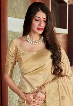 SGF11 Women's Kanjivaram Pure Soft Silk Saree For Women Pure Golden Zari With Blouse Piece