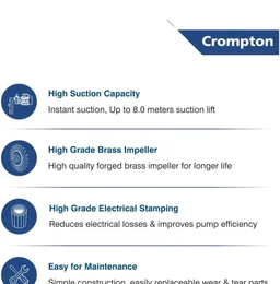 Crompton Mini Master I 1 H.P. Surface Domestic Single Phase Pressure Pump (Blue, Aluminium)