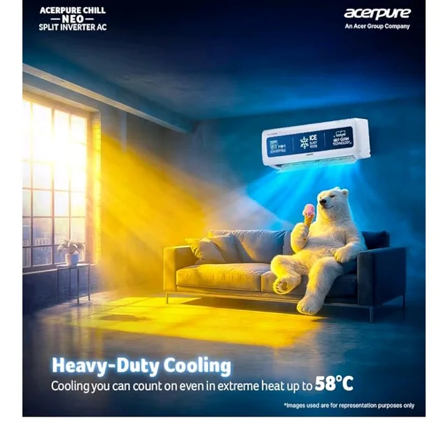 Acerpure Smart Choice Chill Neo 1 Ton 5 star AC5IPG61TN5W 7 in 1 Convertible, Ice Blast Mode, 4 way swing, Cooling @ 58 degree
46%
off
Product Images and Videos (AI-Generated Alt Text)