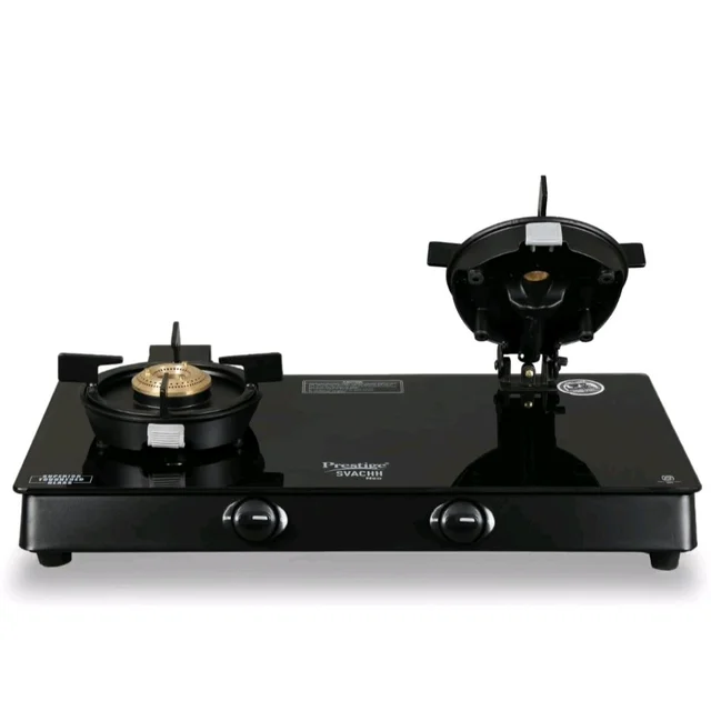 Prestige Svachh Neo GTSN 02 Toughened Glasstop Gas Stove with Liftable 2 Burners (Black)