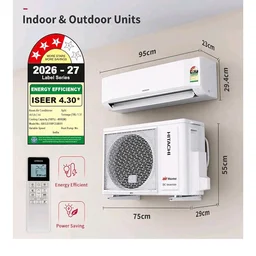 Hitachi Smart Choice 1.5 Ton 3 Star, New Star rated, Inverter Split AC(Copper, Smart View Display, 4 Way Swing,RAS.D318PCD2BS1, White)
