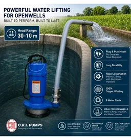 CRI 1HP Vertical Openwell Submersible Pump I Copper Winding Motor I Open Well Water Pump I Irrigation Pump I Farm Water Supply I Tank Filling I 15 months warranty