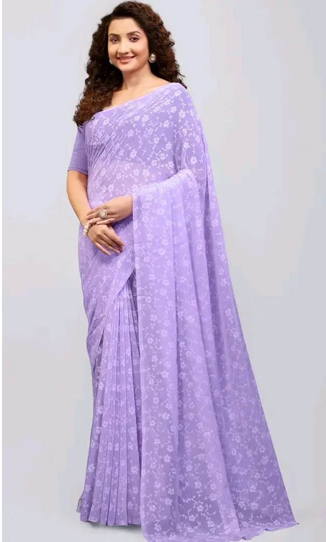 Garden Vareli Viscose Brasso Floral Print Saree