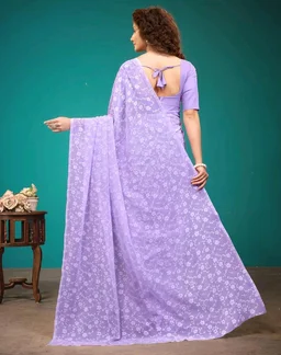 Garden Vareli Viscose Brasso Floral Print Saree