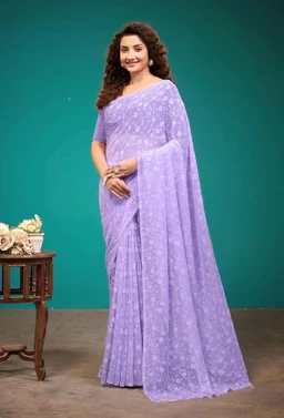 Garden Vareli Viscose Brasso Floral Print Saree