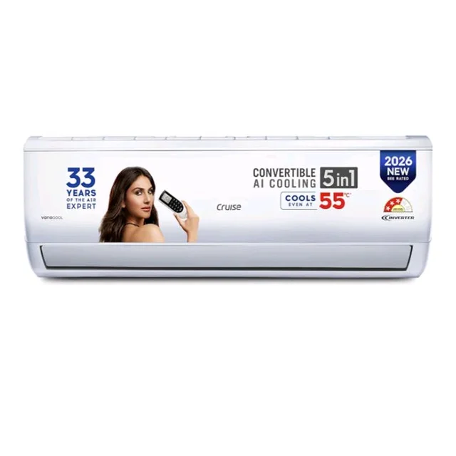 Cruise 1.5 Ton 3 Star VarioQool Inverter Split AC (New BEE, CWCVBM-VQ3D173)
Heavy Duty Cooling at 55°C | 120–150 sqft |100% Copper | Convertible 5-in-1 | Monsoon Comfort | PM2.5 Filter | Anti-Rust Tech