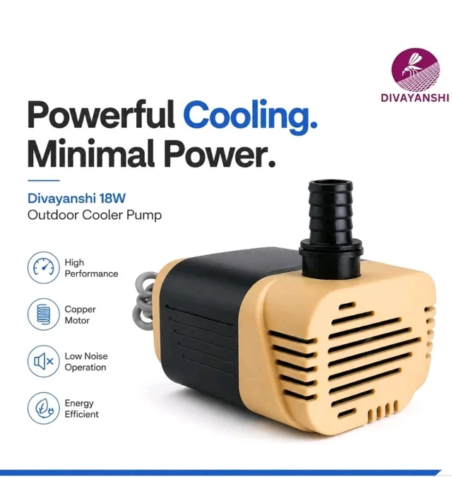 Divayanshi 18W Outdoor Cooler Pump | High Performance Copper Motor Water Pump for Air Coolers | Energy Efficient, Low Noise, Heavy Duty Pump for Desert Coolers