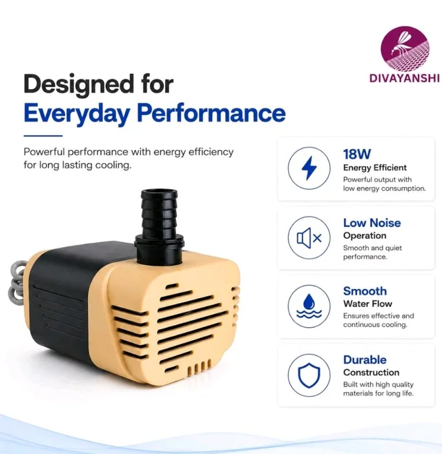 Divayanshi 18W Outdoor Cooler Pump | High Performance Copper Motor Water Pump for Air Coolers | Energy Efficient, Low Noise, Heavy Duty Pump for Desert Coolers