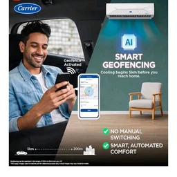 Carrier 1.5 Ton 3 Star Wi-Fi Smart Flexicool Inverter Split AC (Copper, Convertible 6-in-1 with Wi-Fi with Geo-Fencing, Smart Energy Display, New BEE rated,