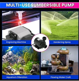amiciFlo DC 24V Water Pump | Ultra-Quiet Submersible Pump with 780L/H Flow and 3.5M Lift Height, Durable Brushless Motor