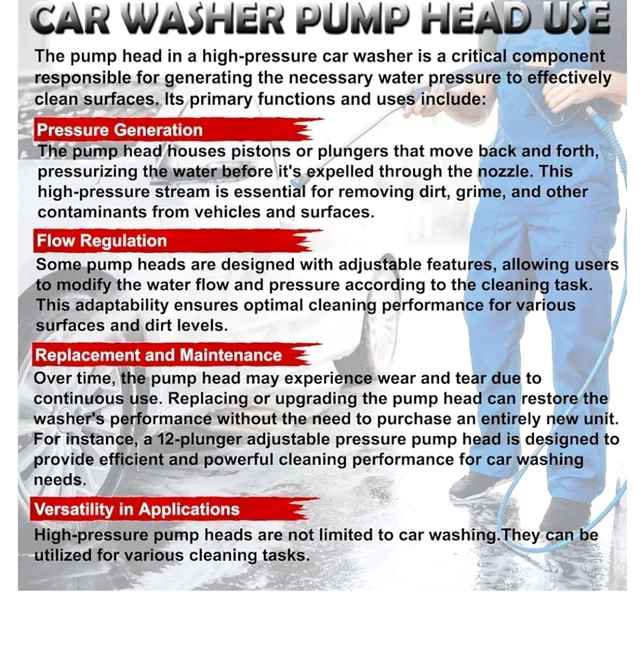 Digital Craft Portable High Pressure Water Pump Accessories - Car Washer/Pressure Washer Pump Replacement Part Assembly - Heavy Duty Complete Set