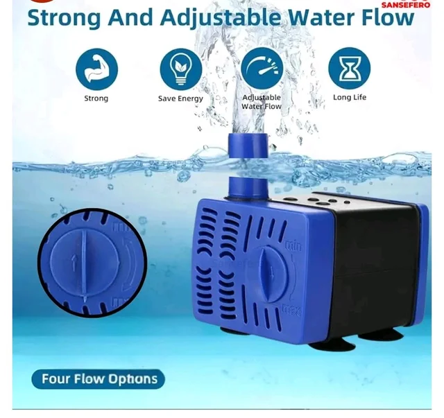SANSEFERO® Aquarium Submersible Water Pump With Adjustable Flow Control And Energy Saving Submersible Pump For Aquarium | Power : 3W | Output : 230L/H | H.MAX: 0.5M (RS-701)