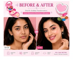 Kedar 3-Layer Makeup Set for Women and Kids, Compact Beauty Box, Multicolor
with Eyeshadows, Blusher, Compact, Lip Colors, Sponge & Applicator