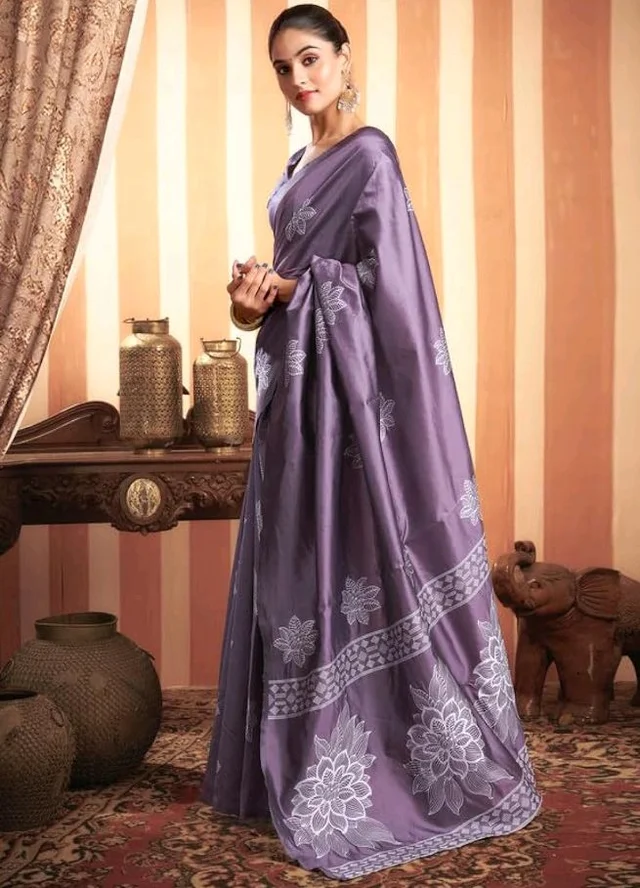SIRIL Women's Kanjivaram Soft Silk Saree Pure Silk Saree With Unstitched Blouse Piece