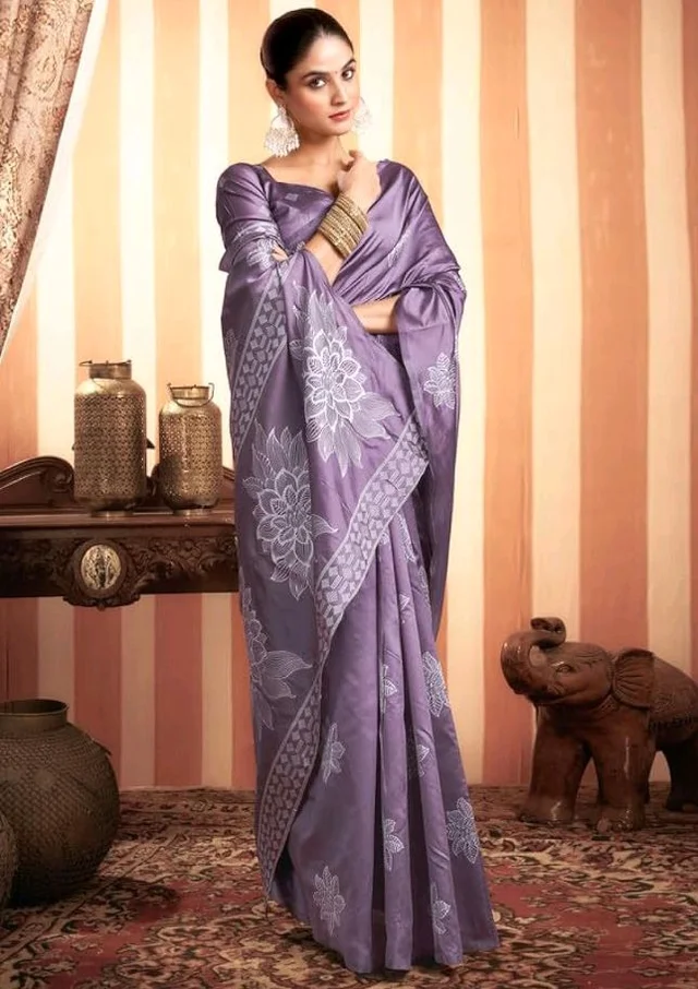 SIRIL Women's Kanjivaram Soft Silk Saree Pure Silk Saree With Unstitched Blouse Piece