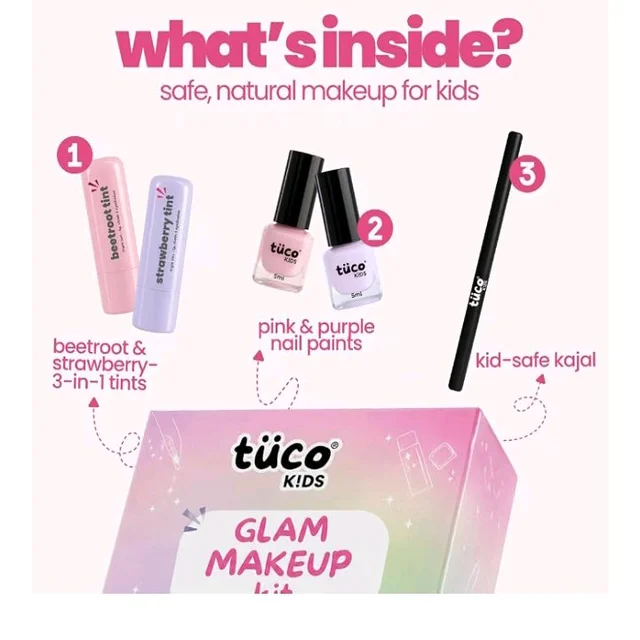 Tuco Kids Makeup Kit for Girls, Real Safe Set, Birthday Gift, Ages 6-12
Lipstick, Nail Paint, Lip Balm & Eye Shadow Included. Organic, Non-Toxic Formulas. Cruelty-Free. Gift-Ready Kids Makeup Box.