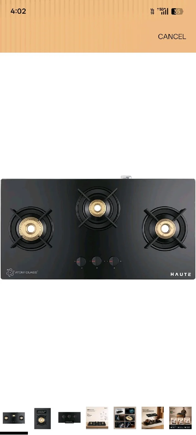 Visit the store, Haute Kitchen
Haute Kitchen
Visit the store
4.3
4.3 out of 5 stars
(1,307)
Haute Evoque series 3.0 Black 3 Burner Manual Stove | 8 MM Atom Glass | ISI certified |Door Step Service |10 Year Warranty by Haute Home