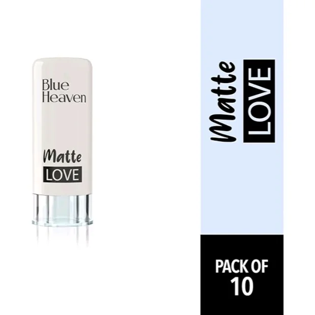 Blue Heaven Matte Love Mini Lipsticks pack of 10 | Long Lasting, Hydrating & Moisturizing Mini Roll on Lipsticks for Women | Soft-Matte Finish | 13g