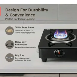 Prestige Iris 3 Burner Gas Stove | Toughened Glass Top | Tri-Pin Brass Burners | Ergonomic Knob | Black | 2Y Warranty | ISI Certified
500+ bought in past month
