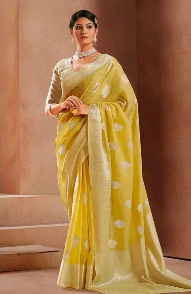 SWORNOF Women's Pure Silk Saree With Blouse Piece
