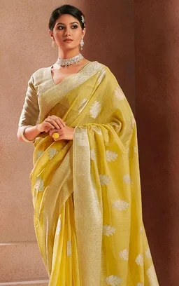 SWORNOF Women's Pure Silk Saree With Blouse Piece