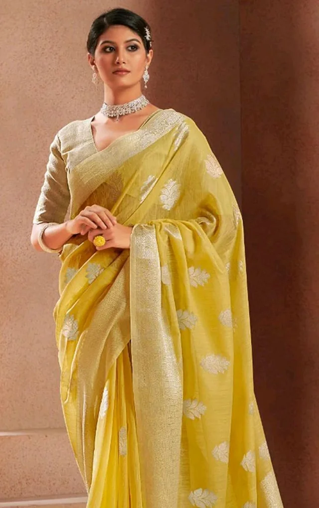 SWORNOF Women's Pure Silk Saree With Blouse Piece