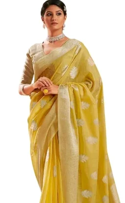 SWORNOF Women's Pure Silk Saree With Blouse Piece