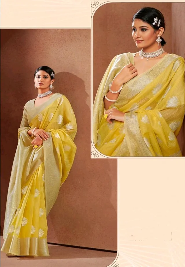 SWORNOF Women's Pure Silk Saree With Blouse Piece