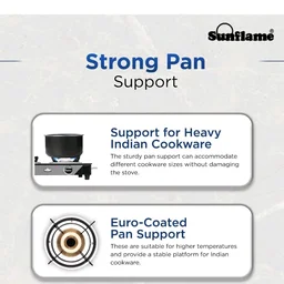 Visit the store, SUNFLAME
SUNFLAME
Visit the store
3.9
3.9 out of 5 stars
(2,984)
Sunflame Pride 3 Burner Gas Stove Glass Top 68.5 cm Wide | 1 Medium & 2 Small Brass Burners Gas Stove | 2-Years Product Coverage | Ergonomic Knobs | Toughened Glass Top | ISI Certified
38%
off
Product Images and Videos (AI-Generated Alt Text)