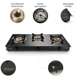 Visit the store, Glen
Glen
Visit the store
3.8
3.8 out of 5 stars
(266)
Glen 3 Burner Toughened Glass LPG Gas Stove 73 cm | Fuel Efficient Brass Burners | Black | Manual Ignition | 2 Years Standard Warranty | 1034GTBBBLi