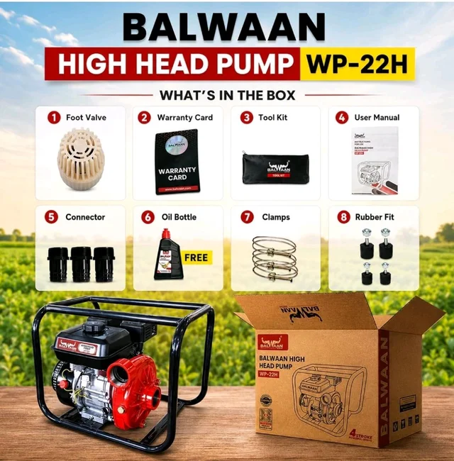 Balwaan Krishi High Head Water Pump | 212cc 4-Stroke Petrol Engine | 2-Inch Outlet | Double-Layer Air Filter, 7 HP | Aluminum Body | WP-22H
Amazon's Choice