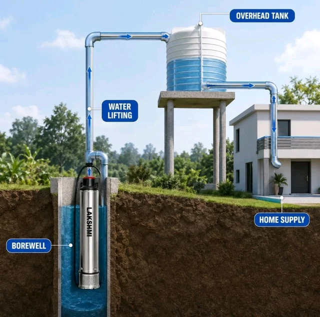Lakshmi 1hp Water Pump I Submersible Pump I100 feet I4 inch pumpI Oil Filled
