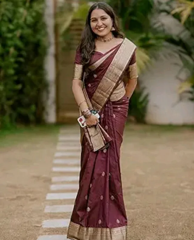 SWORNOF Women's Pure Silk Saree With Blouse Piece