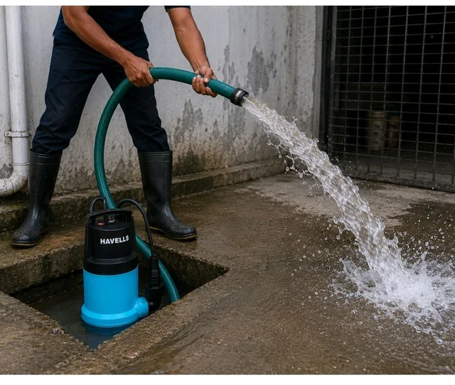 Havells HDWK10 Submersible Dewatering Pump | 244 LPM High Discharge | 9.5M Max Head | Portable Water Drainage Pump | 32mm Outlet | Sumps, Tanks & Flooded Areas | 1 Year Warranty