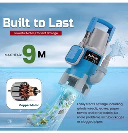 AEGON ASP1100 1.5HP Pure Copper Submersible Sewage Pump/Water Drain Pump with Float Switch for Drainage - 16000 L/H, Head 9m (Blue)