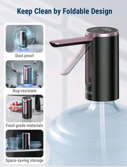 COSTAR Portable Wireless Water Dispenser Pump for 20 Litre Bottle, Automatic Water Pump with Led Digital Display, Water Dispenser Smart Touch, Rechargeable Battery, Foldable, 1200mAh