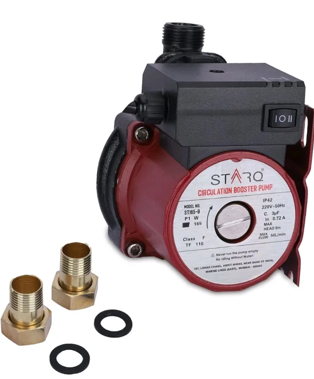 STARQ ST165-9 Inline Automatic Water Pressure Pump With Wall Mounting Bracket Suitable for Hot Water Circulation, Washing Machine, RO & Shower (RED)