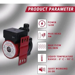 STARQ ST165-9 Inline Automatic Water Pressure Pump With Wall Mounting Bracket Suitable for Hot Water Circulation, Washing Machine, RO & Shower (RED)