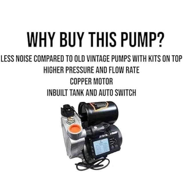 COPPER MOTOR, BLUE, PRESSURE BOOSTER PUMP SELFPriming Water Pump, 1 HP, 800W, 220V, Automatic Pressure Control, 5-6 Points AUTO ON/OFF 2-3 BATHROOMS