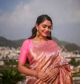 Women's Kanjivaram Woven Soft Silk Saree With Blouse Piece