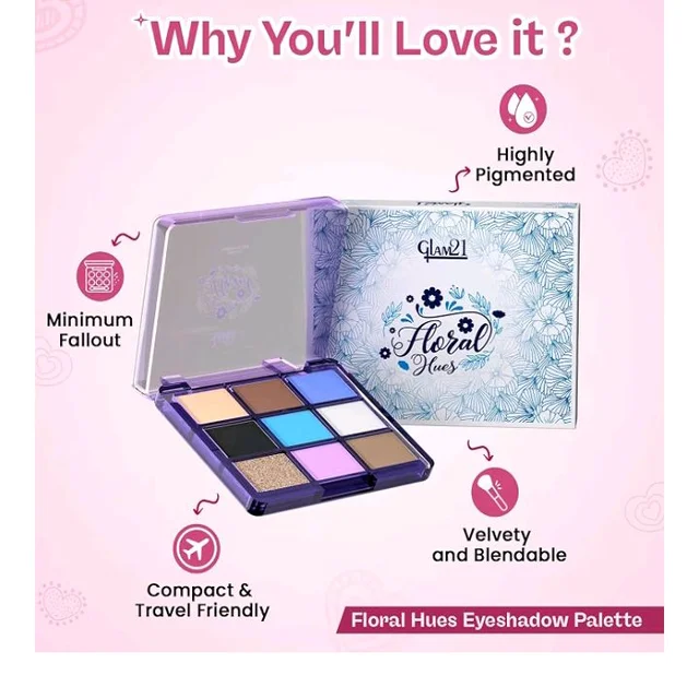 Glam21 Party Ready Glam Makeup kit | Velvet Touch Foundation, Compact Powder, Eye Shadow Palette, Crayon Lipstick, HD Dense Mascara & Eyeliner | Set Of 6 Makeup Kit (Light Tone)