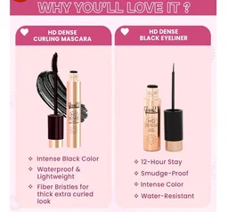 Glam21 Party Ready Glam Makeup kit | Velvet Touch Foundation, Compact Powder, Eye Shadow Palette, Crayon Lipstick, HD Dense Mascara & Eyeliner | Set Of 6 Makeup Kit (Light Tone)