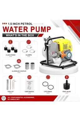 DVI 3 HP 97CC PORTABLE 1.5INCH WATER PUMP 4 STROKE ADVANCED TECHNOLOGY PETROL ENGINE USED FOR AGRICULTURE, HOME, COMMERCIAL, HIGH RISE BUILDINGS, PROCESS INDUSTRIES, GARDENS ETC