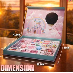 VikriDA Big Size Kids Washable Makeup Kit | Foldable Makeup Palette with Mirror | Pretend Play Cosmetic Set for Girls | Safety Tested Non-Toxic Makeup Toy Gift